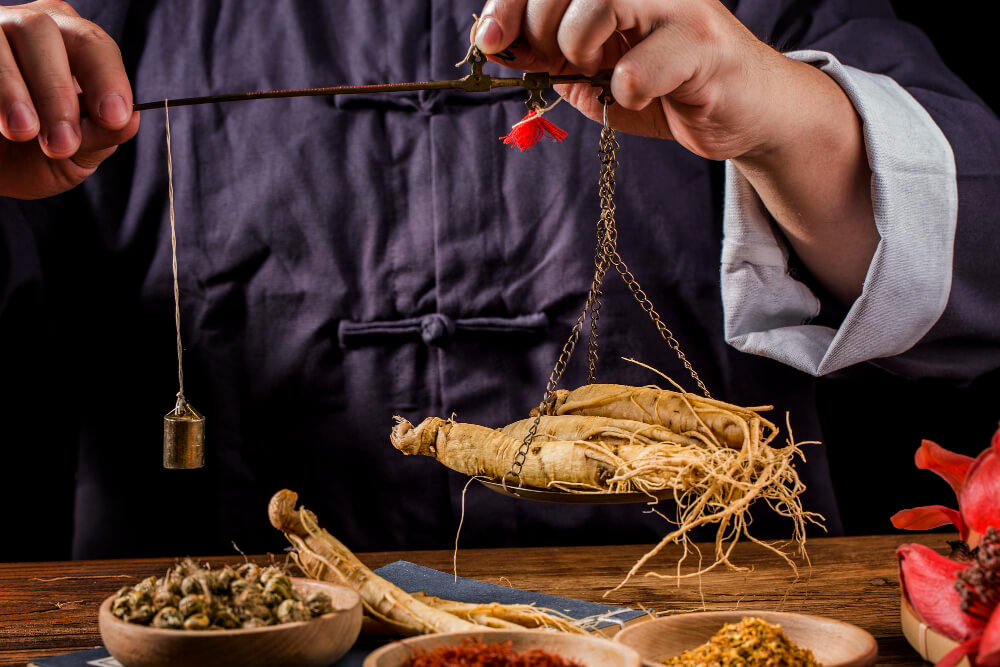 chinese-medicine-practitioner-is-selecting-ginseng-traditional-chinese-medicine